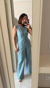Mavi Pul İşlemeli Denim Takım