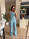 Mavi Pul İşlemeli Denim Takım