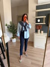Mavi Şal Detaylı Oversize Gömlek