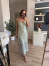 Mint Yeşili Payetli Midi Elbise