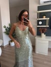Mint Yeşili Payetli Midi Elbise
