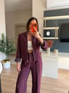 Mürdüm Fermuar Detaylı Tasarım Blazer Pantolon Takım