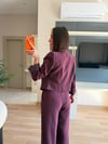Mürdüm Fermuar Detaylı Tasarım Blazer Pantolon Takım