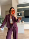 Mürdüm Fermuar Detaylı Tasarım Blazer Pantolon Takım