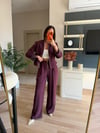 Mürdüm Fermuar Detaylı Tasarım Blazer Pantolon Takım