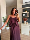 Mürdüm İp Askılı Bluz Etek Takım