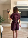 Mürdüm Kemerli Kısa Kollu Tensel Tulum