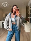 Orj. Marka Gri Taşlı Denim Takım