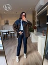 Orj. Kahve Örgü Karışımlı Denim Ceket