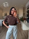 Orj. Marka Kahverengi Kapüşonlu Kısa Kollu Tshirt 