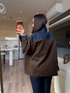 Orj. Kahve Örgü Karışımlı Denim Ceket