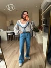 Orj. Marka Gri Taşlı Denim Takım