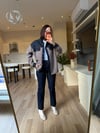 Orj. Bej Örgü Karışımlı Denim Ceket