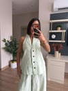 Özel Premium Seri Su Yeşili Keten Yelek Pantolon Takım
