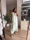 Özel Premium Seri Su Yeşili Keten Yelek Pantolon Takım