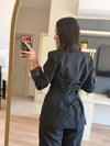 Özel Seri Siyah Boncuklu Tasarım Blazer Takım