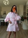 Pembe Gömlek Yaka Tasarım Elbise