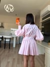 Pembe Gömlek Yaka Tasarım Elbise