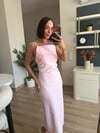 Pembe Midi Boy Askılı Elbise
