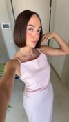 Pembe Midi Boy Askılı Elbise