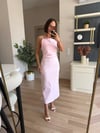 Pembe Midi Boy Askılı Elbise