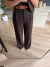 Premium Seri Kahverengi Yanları Şeritli Yelek Pantolon Takım