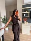 Premium Seri Kahverengi Yanları Şeritli Yelek Pantolon Takım