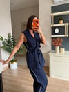 Premium Seri Lacivert Yanları Şeritli Yelek Pantolon Takım