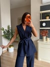 Premium Seri Lacivert Yanları Şeritli Yelek Pantolon Takım