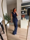 Premium Seri Lacivert Yanları Şeritli Yelek Pantolon Takım