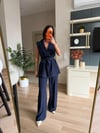 Premium Seri Lacivert Yanları Şeritli Yelek Pantolon Takım