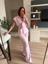 Pudra Pembe Bağlamalı Yelek Palazzo Takım