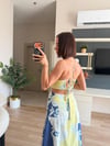 Renkli Çiçek Desenli Tasarım Elbise