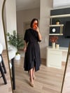 Siyah Asimetrik Kesim Etek Bluz Takım