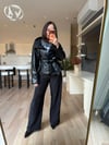 Siyah Deri Trenç Model Ceket