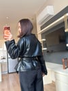Siyah Deri Trenç Model Ceket