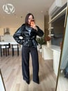 Siyah Deri Trenç Model Ceket