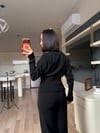 Siyah Düğme Detaylı Triko Takım
