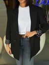 Siyah Ekose Astarlı Blazer Ceket