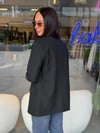 Siyah Ekose Astarlı Blazer Ceket