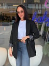 Siyah Ekose Astarlı Blazer Ceket
