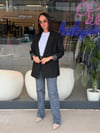 Siyah Ekose Astarlı Blazer Ceket