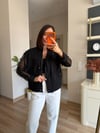 Siyah File detaylı tasarım ceket
