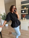Siyah Kısa Kollu Fermuarlı Balon Ceket