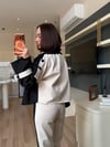 Siyah-Krem Denim Takım