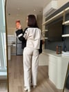 Siyah-Krem Denim Takım