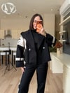 Siyah-Krem Denim Takım