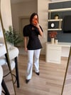 Siyah Pelerinli Staplez Bluz Takım