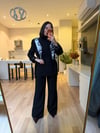 Siyah Şal Detaylı Blazer Takım