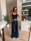 Siyah Şeritli Crop Boxer Detaylı Pantolon Takım